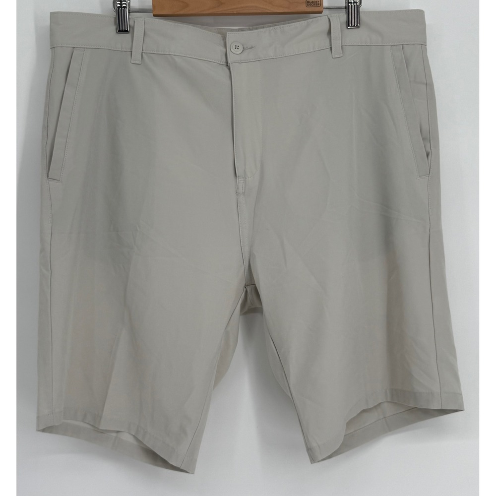 Split Mens Performance Shorts Stone Grey Flat Front Technical Activewear Sz 40